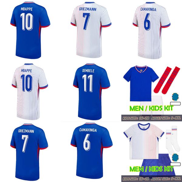 

24 25 French HOME AWAY Football Shir 2024 Euro Cup MBAPPE GIROUD DEMBELE SALIBA KANTE Maillot De Foot GRIEZMANN frENcH Women Men Kids Football Shirt Training Kit