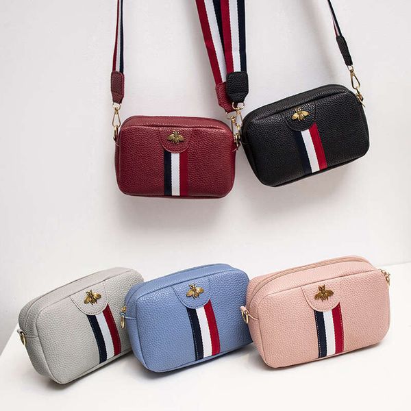 

2023 Japan and South Korea New Women's Casual Square Single Shoulder Crossbody Fresh Colored Ribbon Phone PU Small Bag, Pink