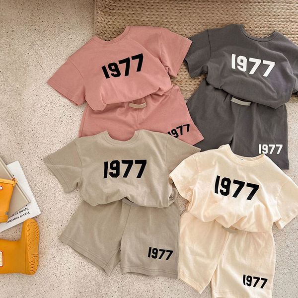 

2024 New Baby Clothes Set Kids E Designers T-Shirt Shorts Toddler Casual Clothing Girls Tracksuit Children Boys Designer Clothes 2Pcs Sets CXD2404266-6, Gray
