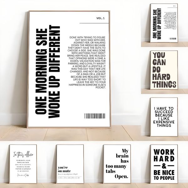 

1 piece unframed painting print, healing is not linear, smooth color decoration, creative waterproof canvas poster, bedroom, office