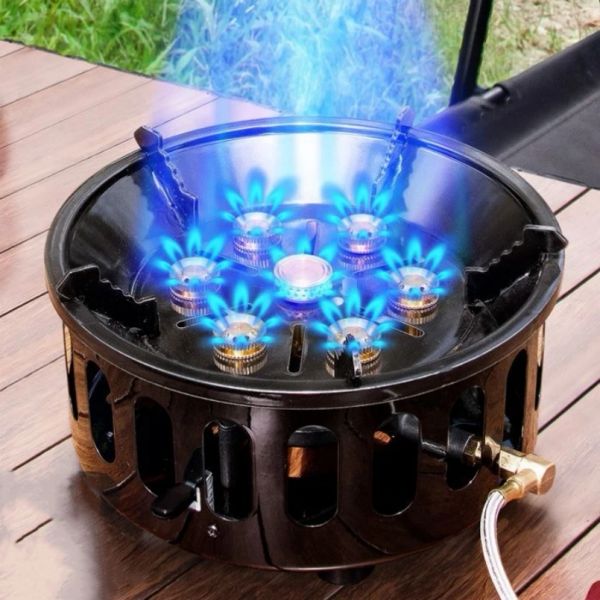 

Core 7 Strong Fire Power Camping Stove Portable Tourist Gas Burner Windproof Outdoor Stoves Hiking Barbecue BBQ Cooking Cookware s, Blue