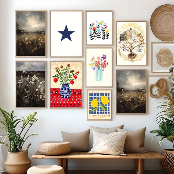 

1 piece unframed painting print, Beautiful tree art, flora and fauna decoration, creative waterproof canvas poster, bedroom, office