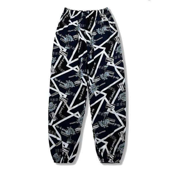 

Unisex spring/summer thin casual leggings with palm tree random print can be worn externally as home beach sun protection pants, Multi