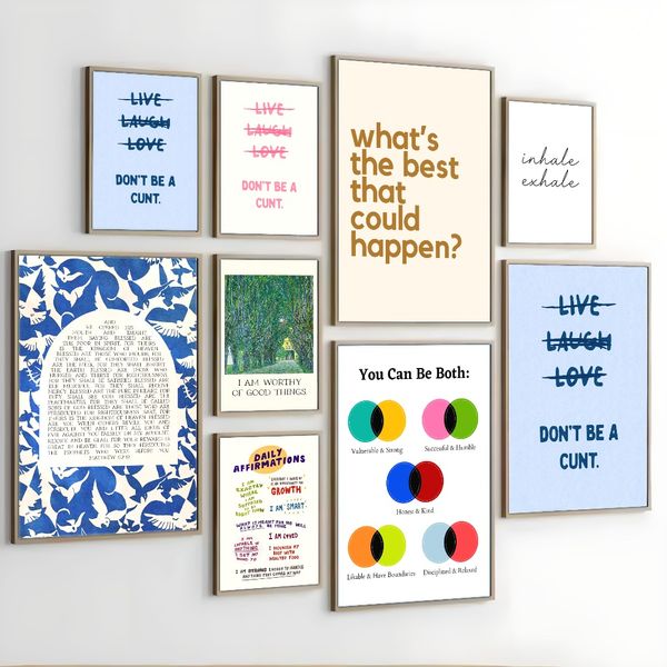 

1 piece unframed painting print you can be both poster motivational art colorful decoration creative waterproof canvas poster bedroom