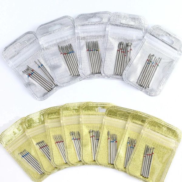 

5/6/7 Bits Diamond Nail Drill Bits Milling Cutter Set Cutters Manicure Silicon Stone Pedicure Electric for Mill Manicure Machine s