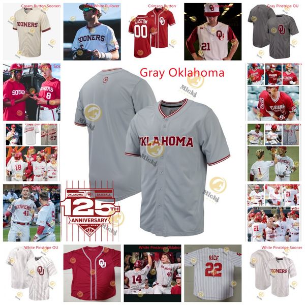 2024 OklahomaSooners Baseball Jersey Matt Kemp Cade Horton Jake Bennett Peyton Graham Barrett Riebock Jimmy Crooks Custom Stitched Jerseys