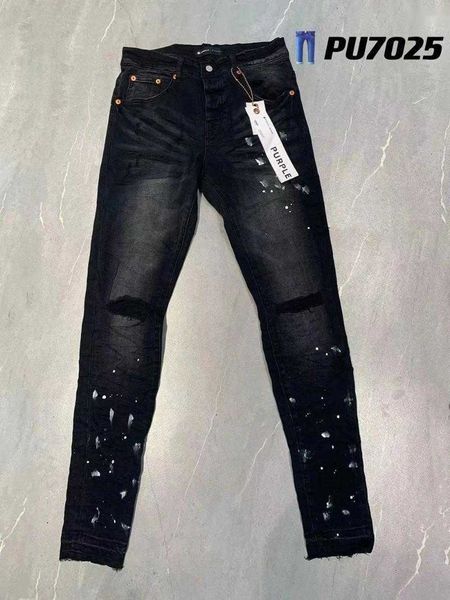 

Mens Jeans 2023 Purple Brand Solid Streetwear Fashion Black Denim Slim Stretch, 7018_color