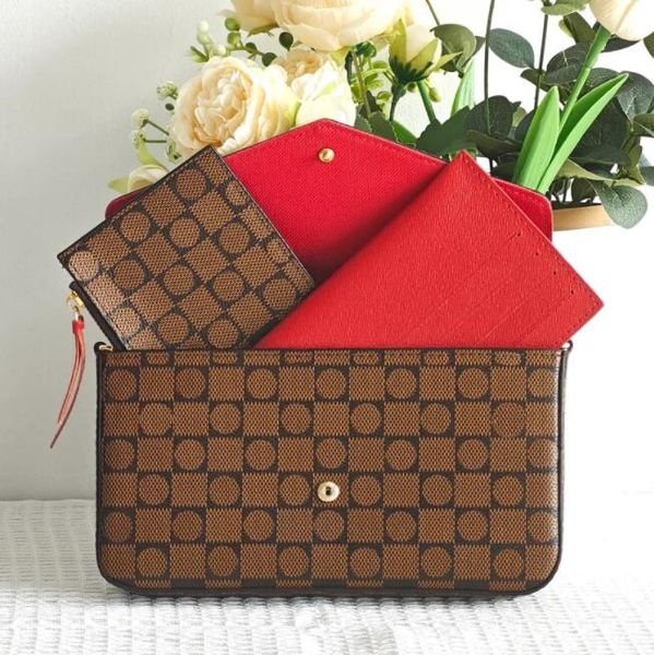 

2025 Top Quality Cross body Tote Envelope Bag 3piece Multi Felicie Pochette Chain Bags Gym Women Men M61276 Messenger Luxury Designer Purse Brown, Sky blue