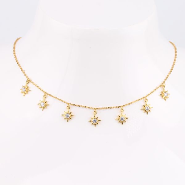 

S925 sterling silver popular fashion temperament eight-pointed star clavicle chain versatile European and Korean style necklace