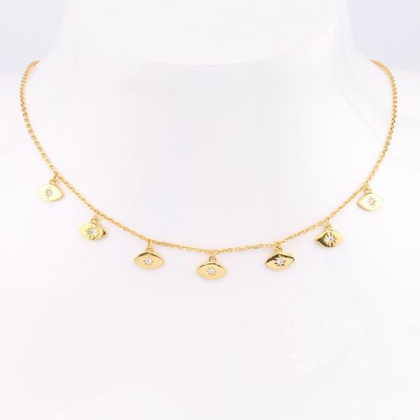

S925 sterling silver French European and American devil's eye necklace popular fashion creative trendy clavicle chain women