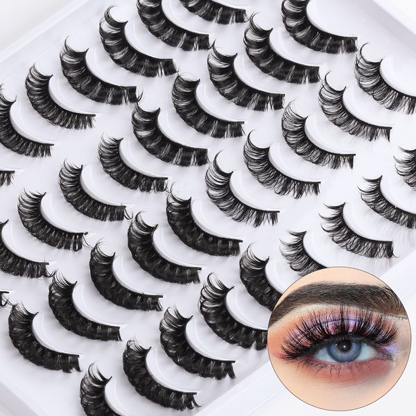 

Thick Fluffy Eyelashes Naturally Soft Lightweight Handmade Reusable Curling 3D Mink Fake Lashes Full Strip Lash Extensions Beauty Supply