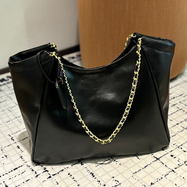

Designer bags Classic Luxury Women Leather Shoulder Bag Fashion Armpit bag Handbag Second hand Beach bag Chain handbag Shopping Bag Large capacit Tote travel bag 38m, Black