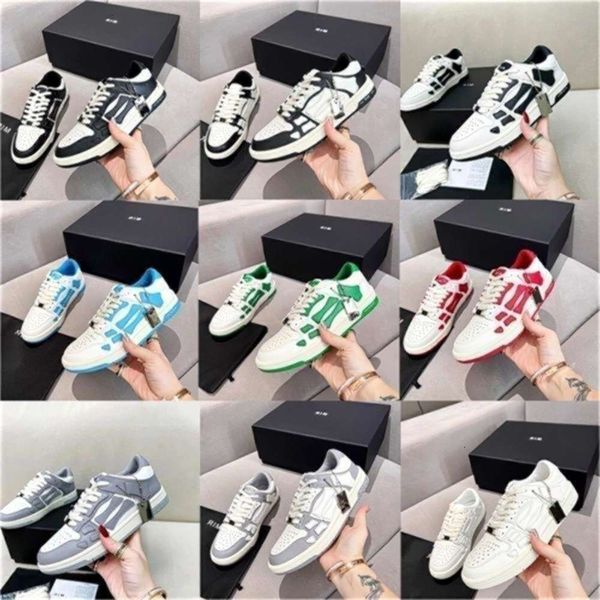 

quality top skeleton ami sneaker Luxury Casual shoe Womens Designer flat tennis Mens Lace up loafer outdoor black white blue pink hike sports trainer run shoe lady, 1_color