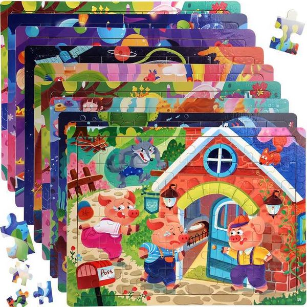 

block Building 60PCS Wooden Jigs Color 3D Puzzle Characters Early Educational Learning Logical Thinking Focus Puzzle Toys Gift Z241128, Red