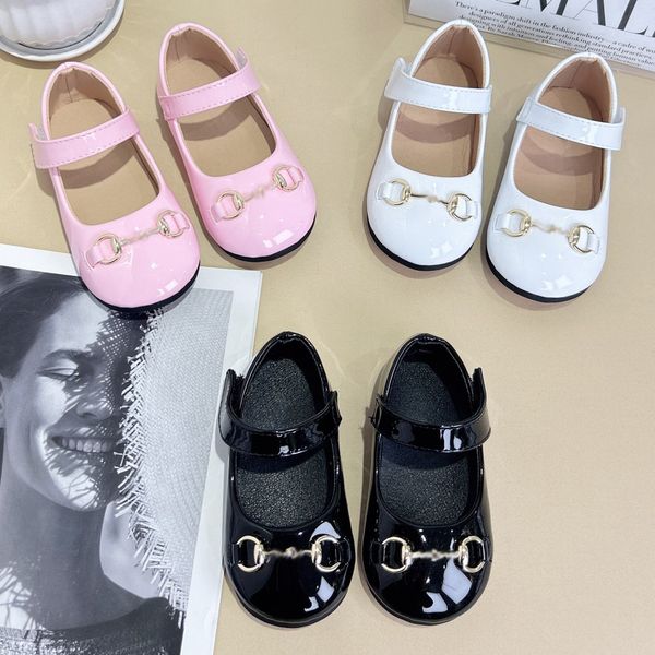 

2024 New Girls Princess Spring Autumn Children Flat Dress Round-Toe Soft-Sole Loafers Baby Kids Girl Ballet Shoes, Pink