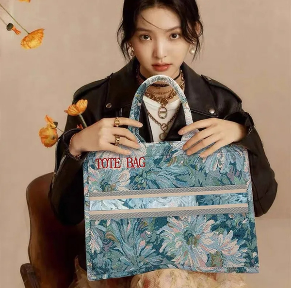 

Tote Bag Designer Bag Handbag Ladies Floral Pattern High-end Quality Limited Imported Fabric Large Capacity Shopping Bag Fashion Cloth Bags, D-7