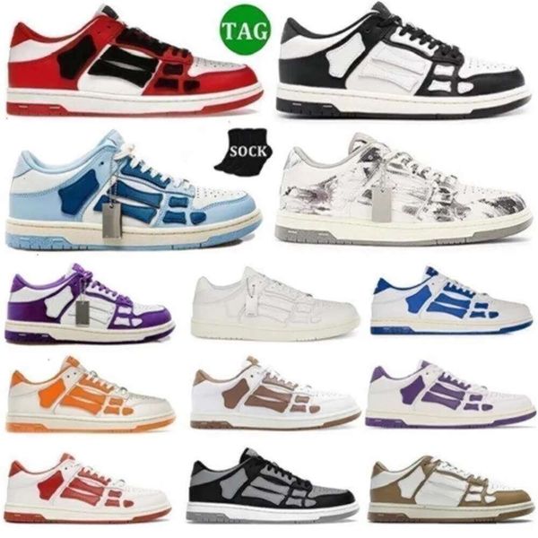 

Series Top Designer Skel-Top Low Casual Shoes Skelet Bones Runner Top Low Skel Skeleton Women Men Retro Sneakers Black White Genuine Leather Lace Up shoe, Red