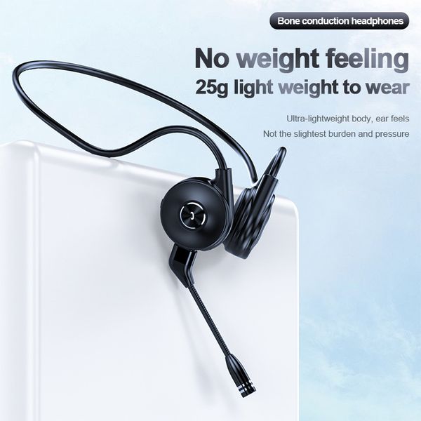 

New M1 Hanging Ear Wireless Bluetooth Headset Bone Conduction Pair Ear Strap Mark Waterproof Running Ear Sports True Stereo Business Bone Conduction Headset, White