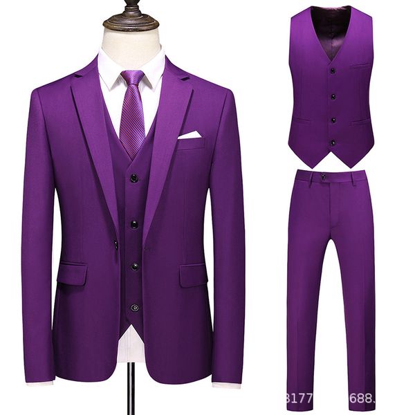 

K549 Men's Formal Suit - Professional Jacket & Wedding Attire for Groomsman, Purple