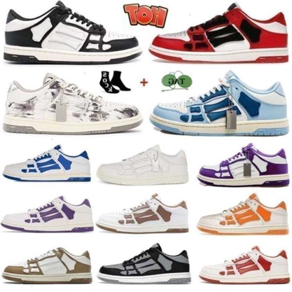 

fashion 2024 skelet bones runner top low Skel Skeleton Skeletons women men Black White Leather luxury Sneakers Lace shoes Original sport trainer designer shoes, 1_color
