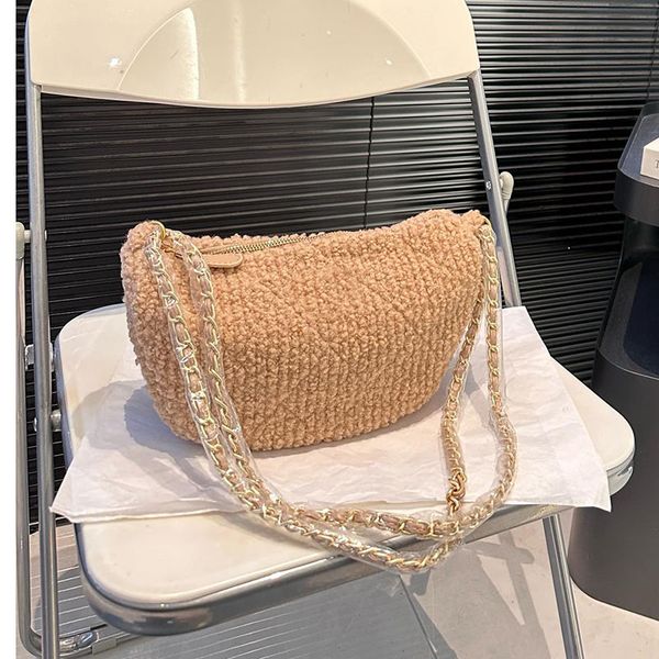 

Designer bags Classic Luxury Women Ski Shoulder bag Tote Woolen crossbody bag Classic Travel bag Handbag Beach bag Chain handbag Shopping Bag Large capacit 28m, Khaki