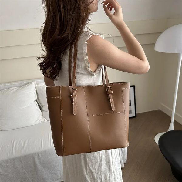 

Mirror High-Quality Large-Capacity Commuter Tote P New High-Level Sense Of Fashion Trend Leather Women's Large Bags, Khaki