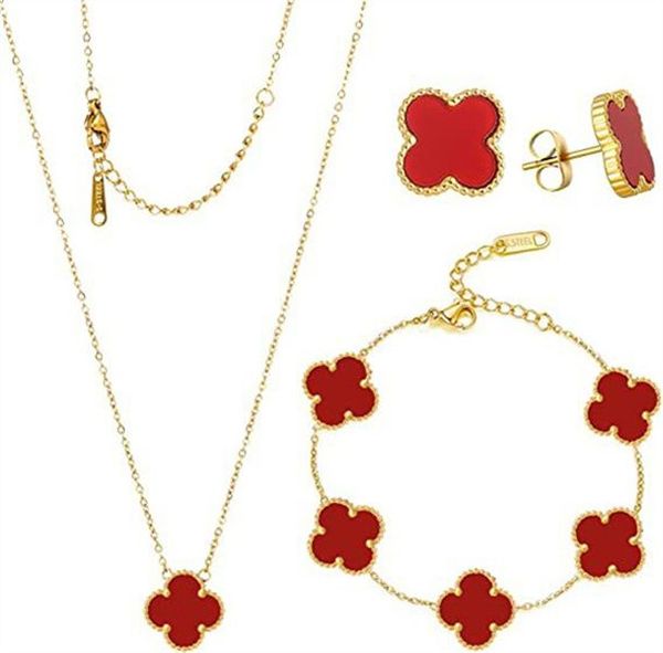 

Designer Necklace Jewelry Necklaces Bracelet Stud Earring clover necklace classic fashion 18K Gold Plated Necklaces Luxury Four-leaf jewelry set