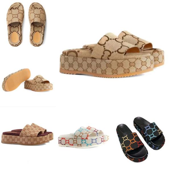 

Designer slippers sandals Platform slippers Mules Multicolor Flora Slides Fashionable Easy-to-wear Style Slides Women Slides Shoes Platform Embroidered size35-45, #4