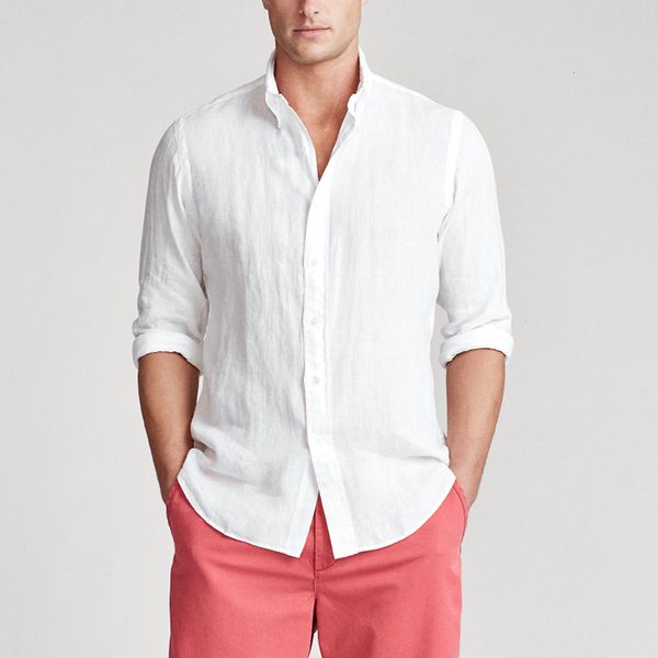 

Men Linen fabric Casual Shirts Classic Long Sleeve Business Shirt Fashionable Embroidered Casual Shirt for Spring and Autumn Striped Shirts Plaid Designer Shirt, H889-khaki