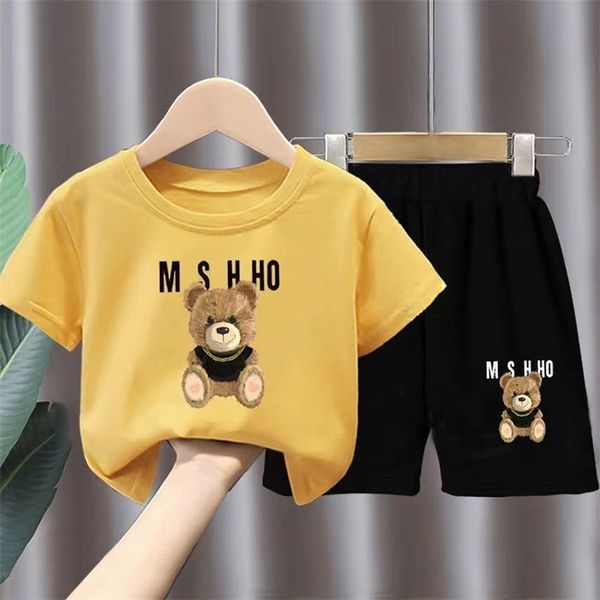 

Baby Clothing Sets Kids T-shirts Childrens Short Sleeve Summer Suit Kid Fashion Casual Shirts Babies Tees Boy Girls Tracksuit Set CXD240495, Yellow