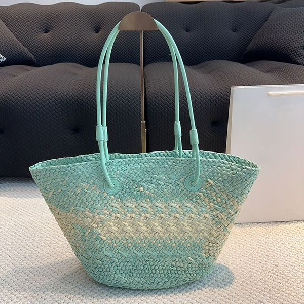 

Designer bag Anagram Basket embroidered grass woven shopping bag Vegetable basket beach bag holiday tote bag Underarm bag, Color 1