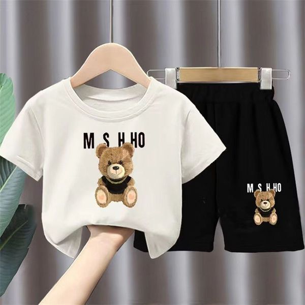 

Kids Luxury T-shirts Baby Clothing Sets Childrens Short Sleeve Summer Suit Kid Fashion Casual Shirts Babies Tees Boy Girls Tracksuit Set CXD240495-6, Beige