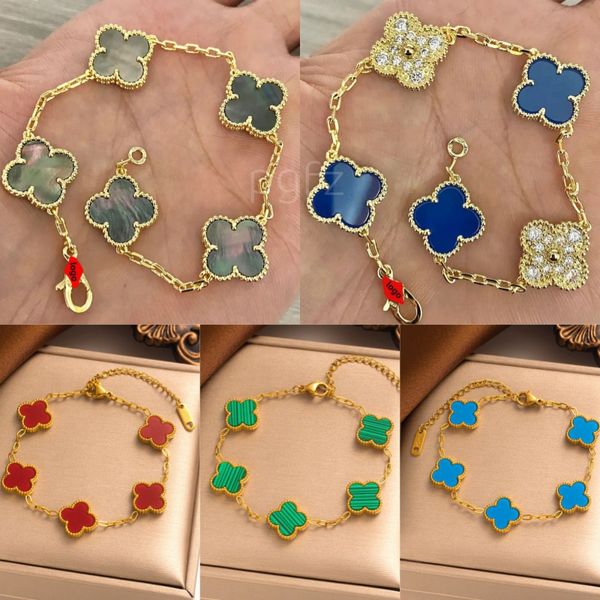 

18K Gold Plated Classic Fashion Charm Bracelet Four-leaf Clover Designer Jewelry Elegant Mother-of-Pearl Bracelets For Women and Men High Quality