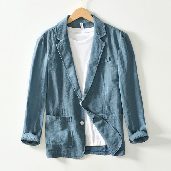 

H205 Casual Linen Blazer Jacket Tops Suit, Purple