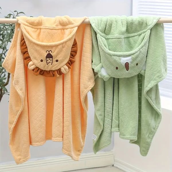 

Kids Large Cape Boys Girls Cartoon Bag Soft absorbent koala Lion Hooded Super soft coral veet pineapple mesh bath towel