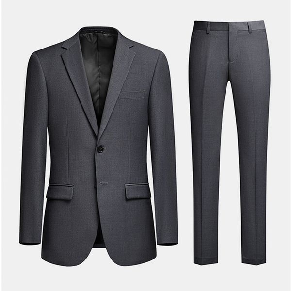 

M35 Slim fit groom wedding dress three piece casual professional suit men, Silver