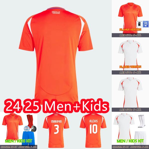 

Chile 24/25 Copa America Soccer Jerseys ALEXIS VIDAL 2025 National Team Football Shirt Home Red Away White Men Kids Kit Camiseta ZAMORANO ISLA CH DANILO, Away 2024 patch