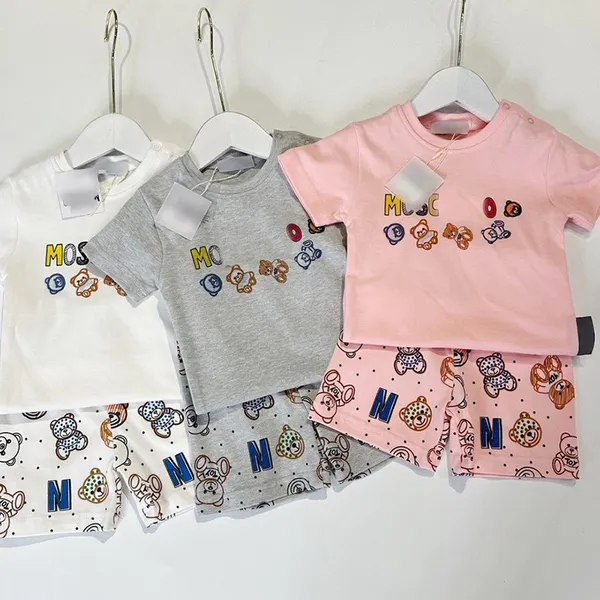 

Trendy brand baby toddler set new short sleeved for boys girls newborn baby clothes sets fashion kids T-shirt shorts 66-100CM CSD2404303, Pink