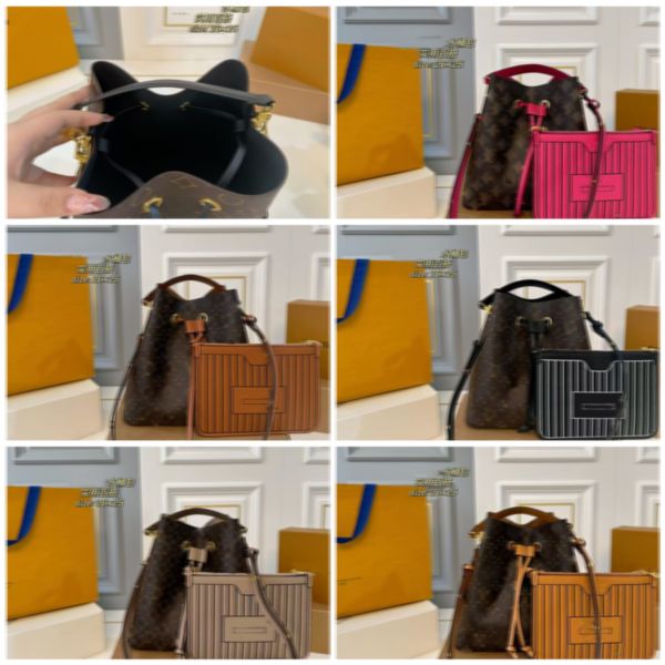 

High quality Famous shoulder bags color leather designer large women Bucket bag wallet womens small s handbags purses, Red