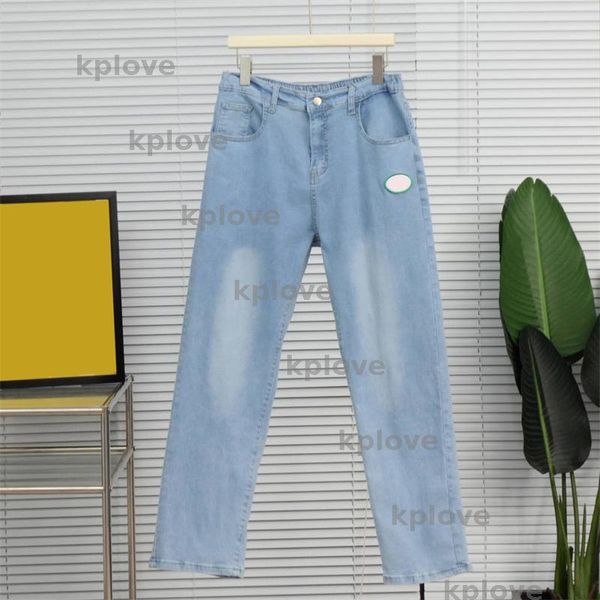 

Designer Jeans Mens Straight Leg Jeans Embroidery Brand Business Casual Jeans Unisex Men Womens Pants, Blue