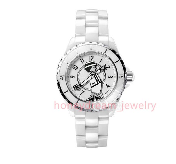 chan j12 Miss watch with diamond J12 preowned Leather black woven Couple Watch Luxury Sports quartz Battery Wristwatch Black