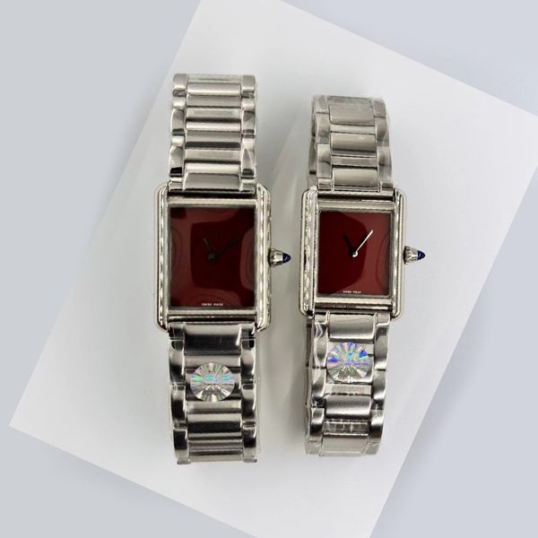 

watches high quality Women's Watches movement watch 25 or 27MM Tank Quartz Movement Watches Stainless Steel Folding buckle Casual Gold watchstrap designer Watch, #5 bronze