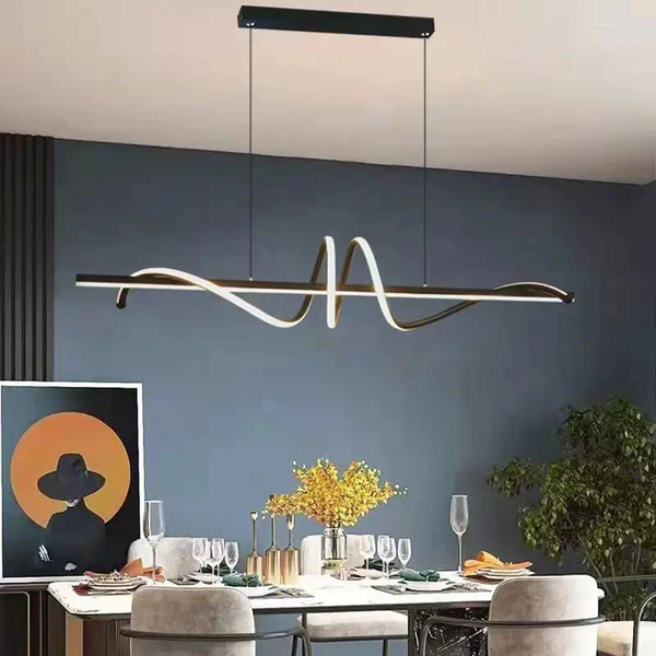 

Lamps Pendant Modern Led Lights Chandelier Gold Wave Lampadario Lamp ECG Dinning Room Bedroom LivingRoom Kitchen Hanging Living