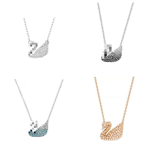 

Gradient Color Swan Necklace Fashion Designer Pendant Necklace Women Premium Classic Swan Pendant Necklace Collarbone Chain