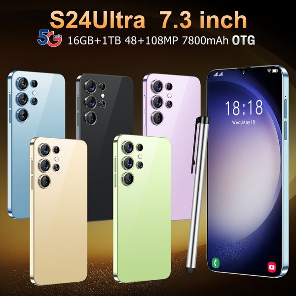 

2024 7.3 inch Full Touch Screen S24Ultra 5G Cell Phones 4G Mobile Phones Original Facial Unlocked Octa Core Smartphone mobile phone Camera earphone bob-seller