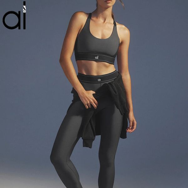 

Yoga AL Suits 2 Pieces Sports Bras Top+pants Suit Up Bra Adjustable Straps Medium Support Gym Vest High-rise Running Sweatpants Dance Pilates Muse Leggings Sets