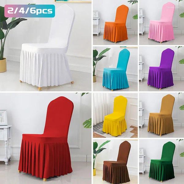 

Elegant Spandex Pleated Skirt Chair Covers - 1/2/4/6Pcs for Weddings, Banquet, Parties, Home Decor