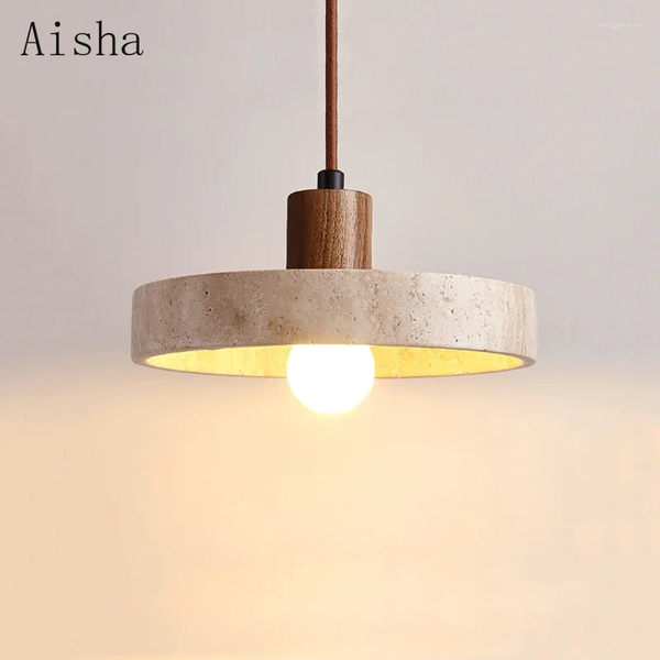 

Lamps Pendant Japanese Wabi Sabi Yellow Cave Stone Lamp Nordic Corridor Bedroom Balcony Hanging Light For Home Living Room LED
