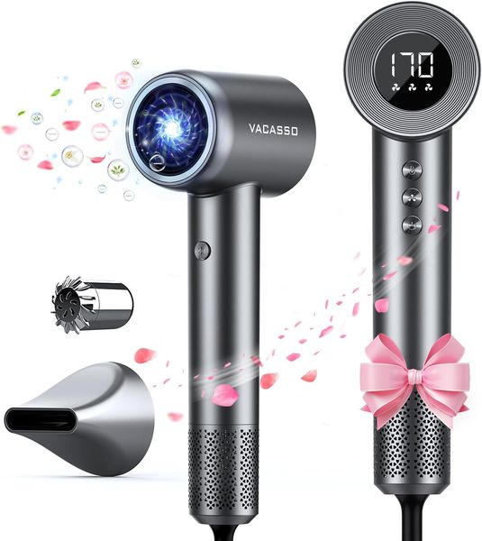 

Vacasso Hair Blow Dryer, Ionic with Hair Care Module, High-Speed 110,000 RPM Fast Drying, Low Noise Salon Blow Dryer with LED Temp Display.