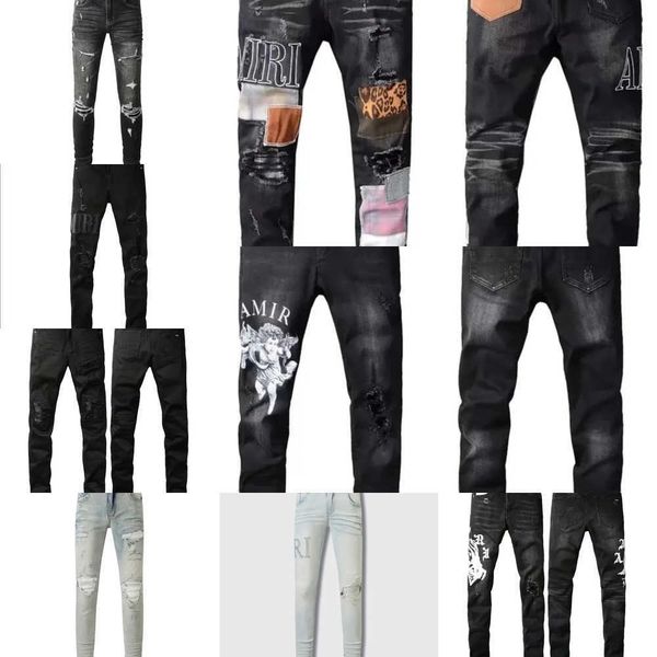 

Denim jeans pants purple Purple Brands designer amirs Embroidery Designer Jean Biker slim fit Skinny Pant, Black